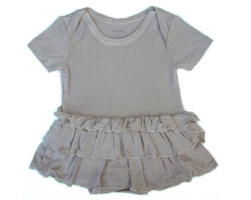 Silkberry Baby-Bamboo Ruffle Dress Onesie -Mocha