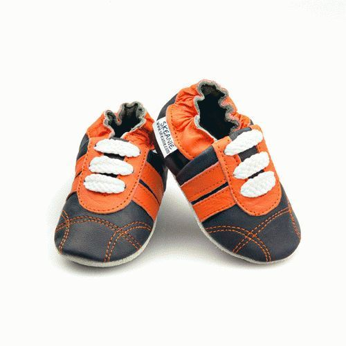 SKEANIE Sneakers - Soft Sole - Navy & Orange 