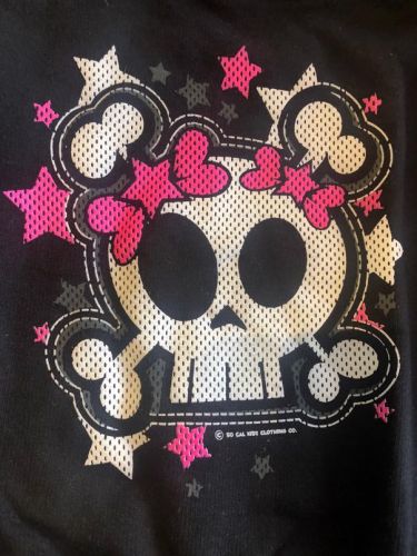 Pink Skull & Cross Bone Hoodie - Not Perfect- Size 2