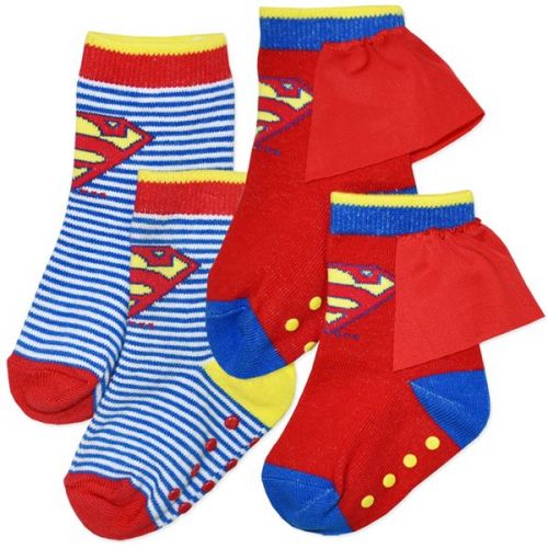 Superman Baby Socks - 2 Pair Pack (one pair has a little cape)