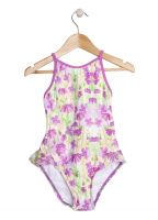 Cupid Girl Washed Floral Frill One Piece Swimmers- Lilac (size 3 to 5)