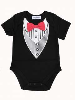 Baby Tux Romper (Red Bow Tie)
