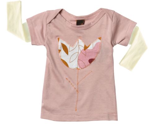 Zebi Baby Pink Tulip Long Sleeve Tee  - 100% organic cotton