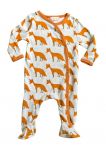 Zebi Baby Organic Footed Romper - Orange Fox (only 3-6mths left)