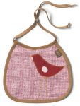 Zebi Baby Red Dot Bird Linen Bib