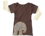 Zebi Baby Mocha Elephant Long Sleeve  Tee - 100% organic cotton