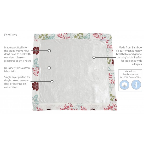 babychic designs pram blanket - butterfly garden